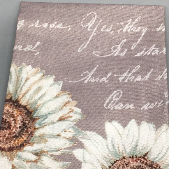 x6 Nicole Miller White Sunflower Script Fall Napkin Set Aqua Gray 18x18" Fabric - Picture 7 of 10